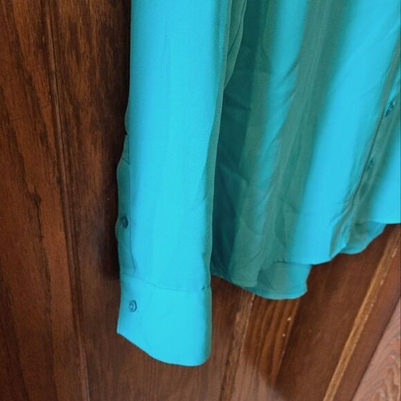 EXPRESS Portofimo Shirt Green Long Sleeves Pockets - Picture 4 of 9